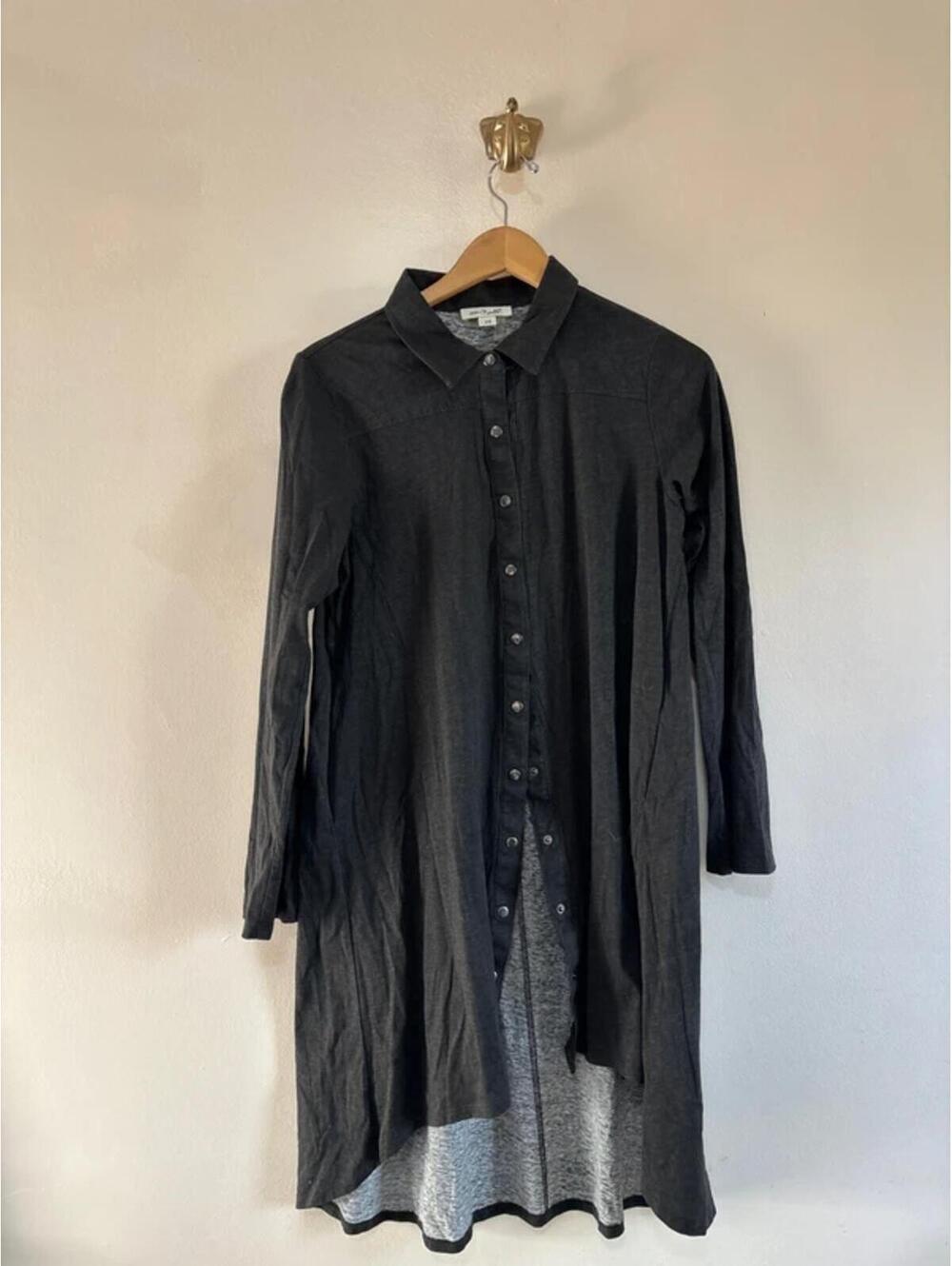 Simply Noelle Black Shirt Dress Tunic with Snaps size S/M